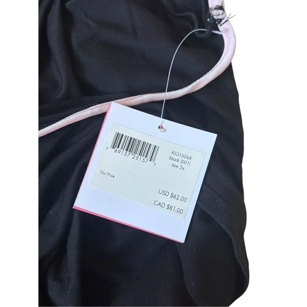 NEW Kate spade Jersey Knit Chemise Black Pink Bows size 2X‎